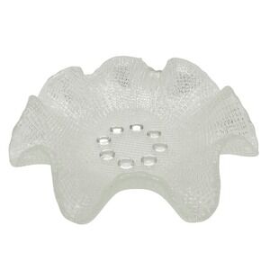 Vintage MCM Glass‎ Ruffled Footed Candy Nut Catchall Trinket Bowl Clear Footed